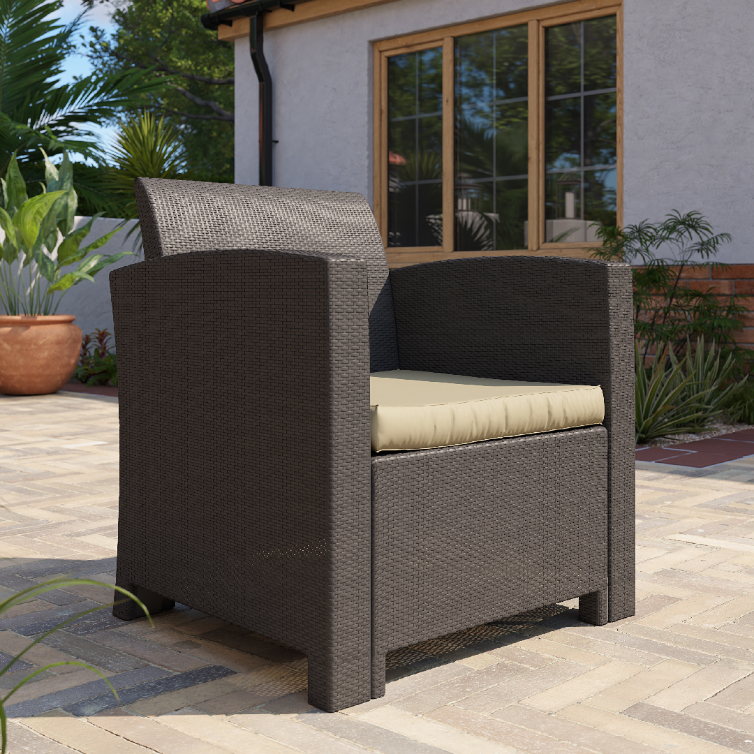 Click to view product details and reviews for Rattan Effect Garden Armchair In Graphite With Cream Cushions Marbella.